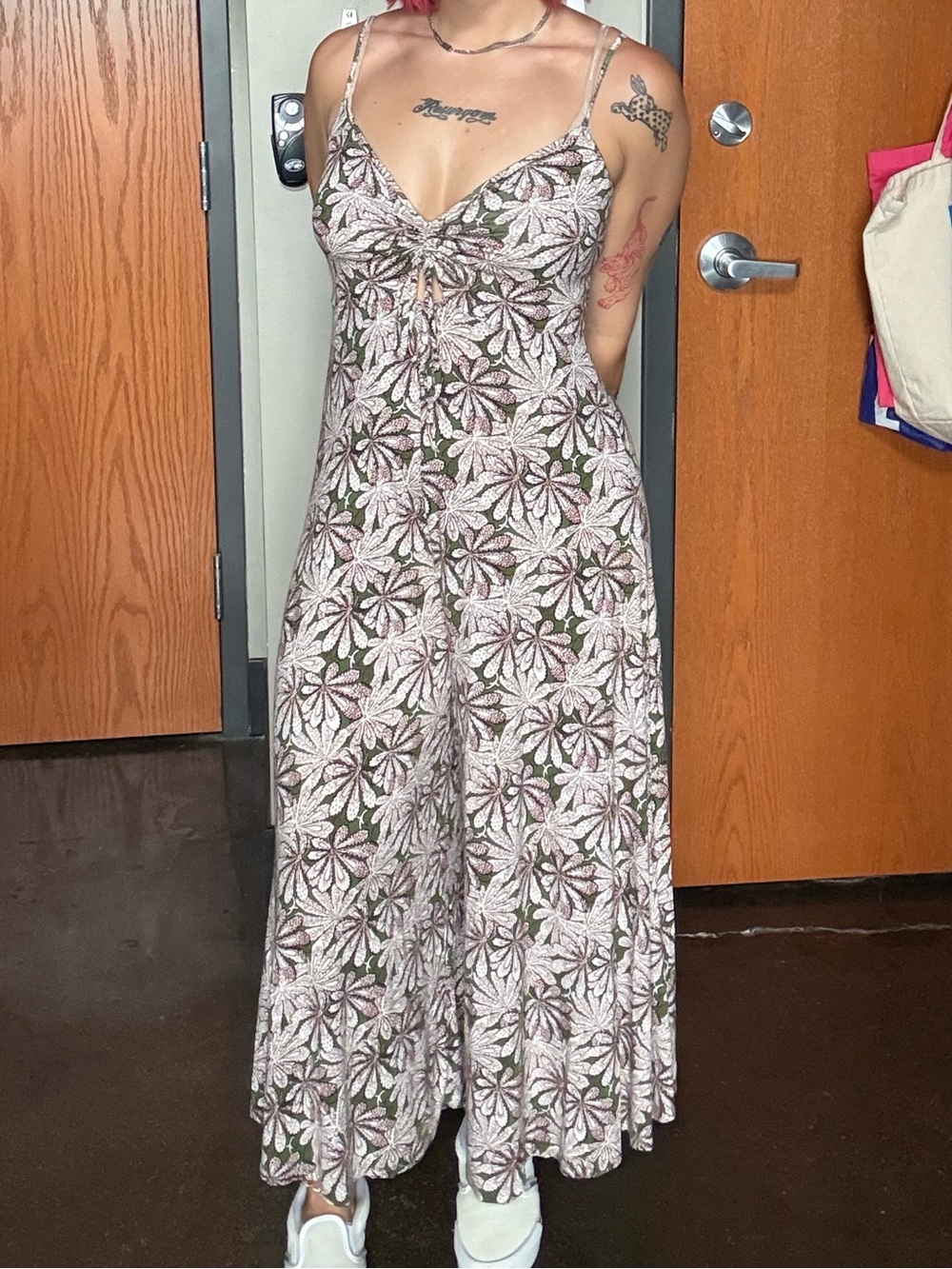 Anthropologie Floral Wide Leg Romper Boho Tie Front Pockets - Women’s Medium